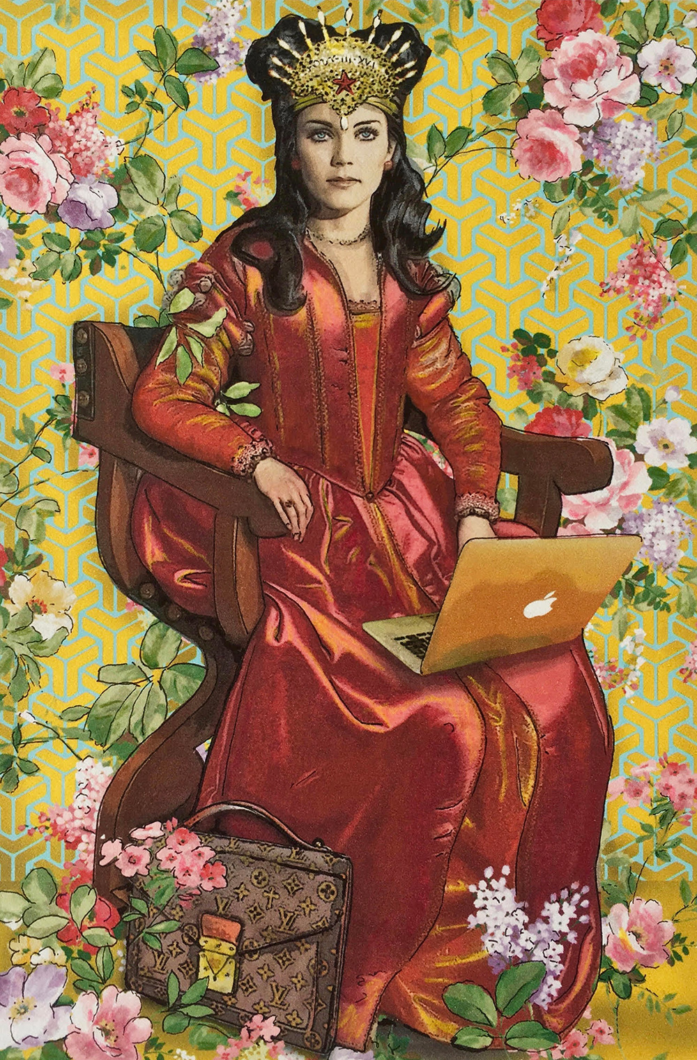 Renaissance-Wonder-Woman-Holding-Mac-with-LV